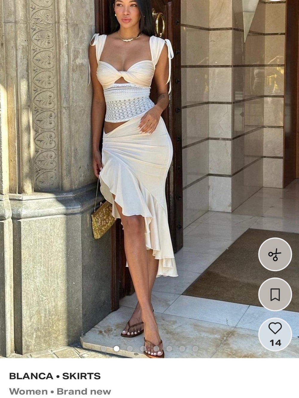 Blanca Cream High-Low Ruffle Skirt